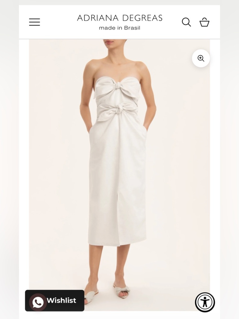 Adriana Degreas White Strapless Bow-Front Midi Dress